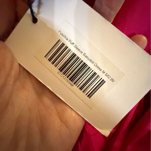 NWT SugarLips Marion Oversized Puff Sleeve Babydoll Mini Dress Sz M - Picture 8 of 9